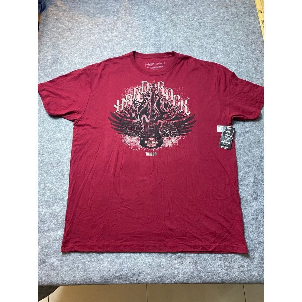 Hard Rock Shirt Mens 2XL Maroon Guitar Music Tee NEW NWT